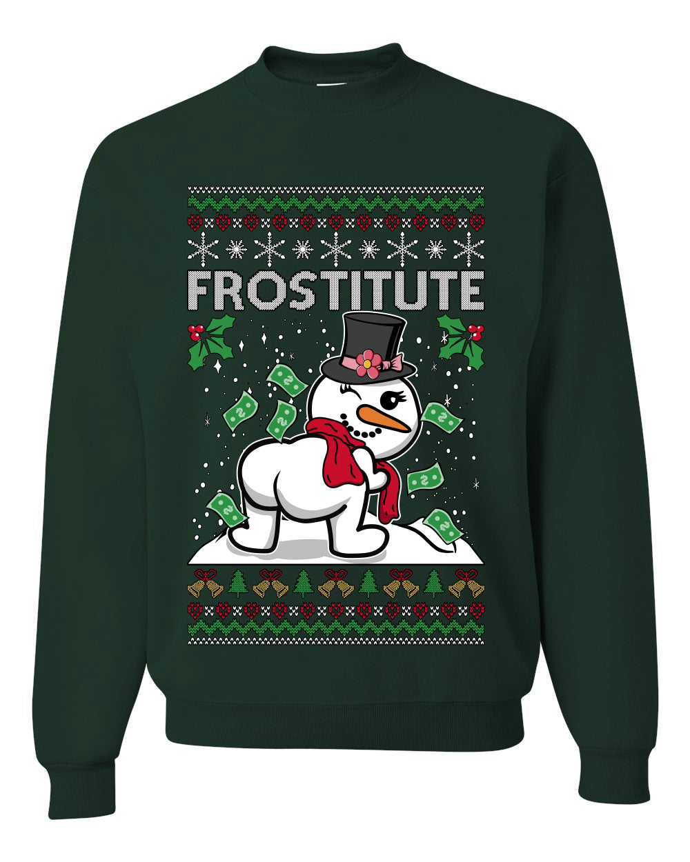 Snow Frostitute, Funny Unisex Ugly Christmas Sweater, Crewneck Sweatshirts