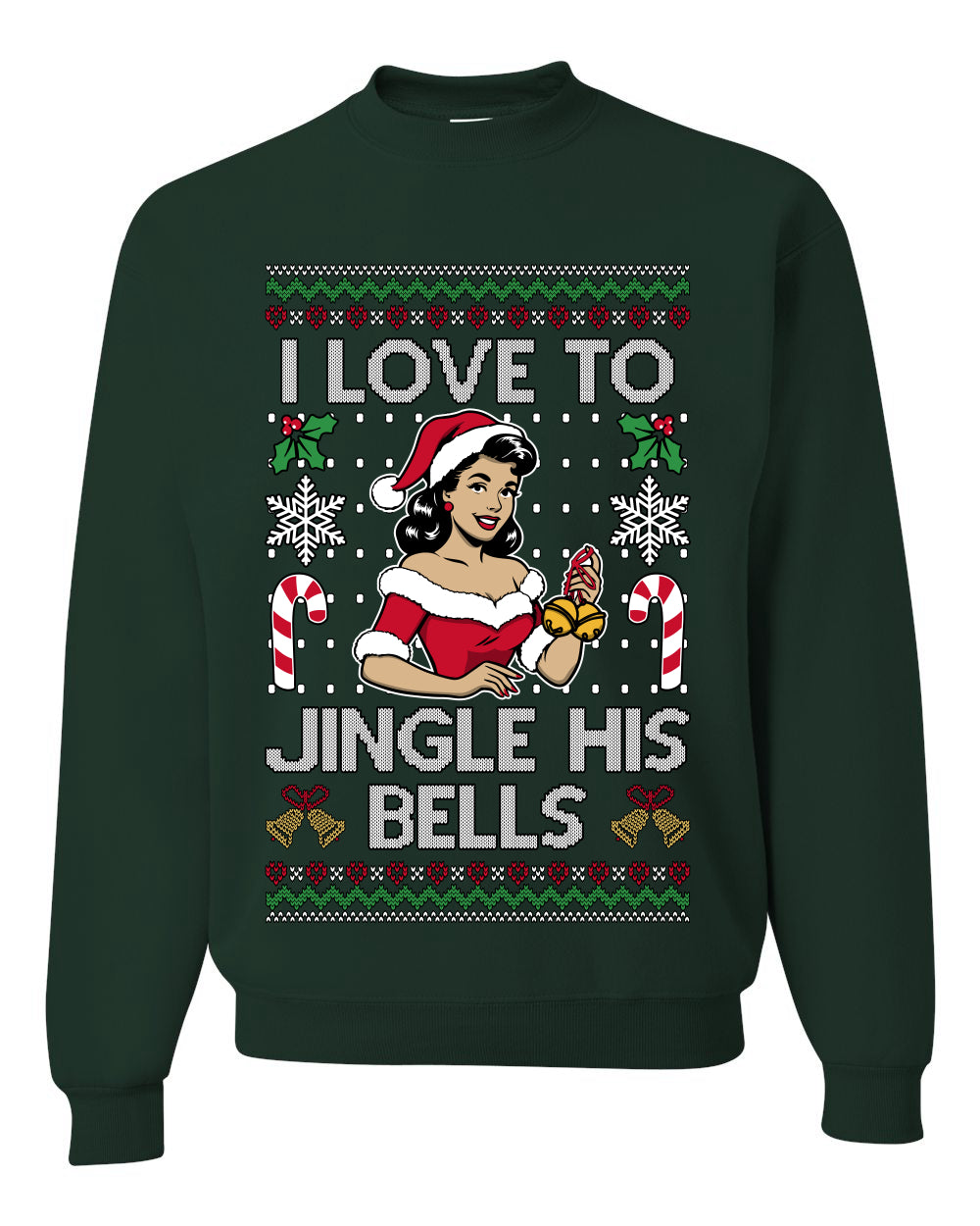 I Love To Jingle His Bells, Unisex Ugly Christmas Sweater, Crewneck Sweatshirts