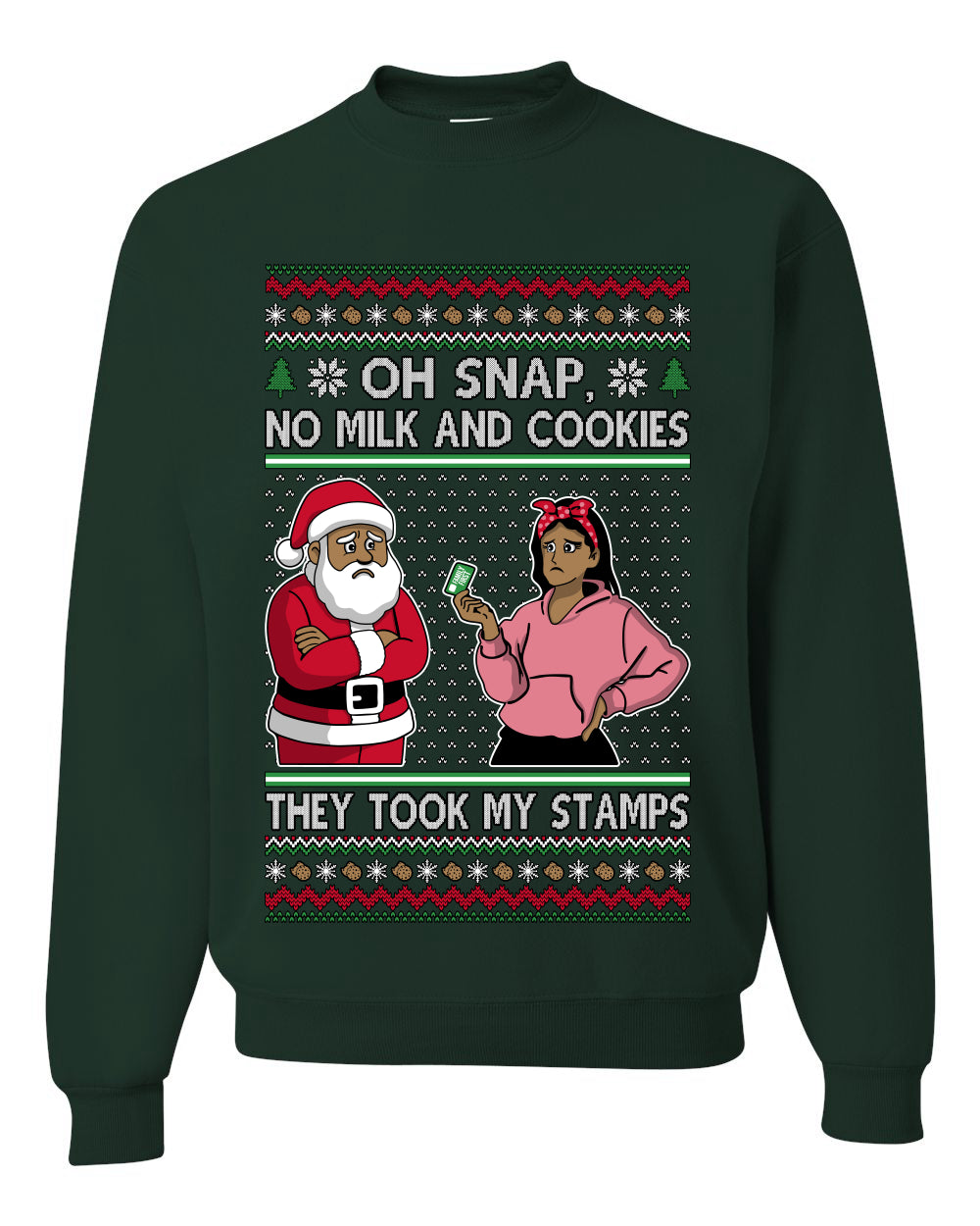 Oh Snap, No Milk And Cookies, They Took my Stamps, Unisex Ugly Christmas Sweater Crewneck Sweatshirts