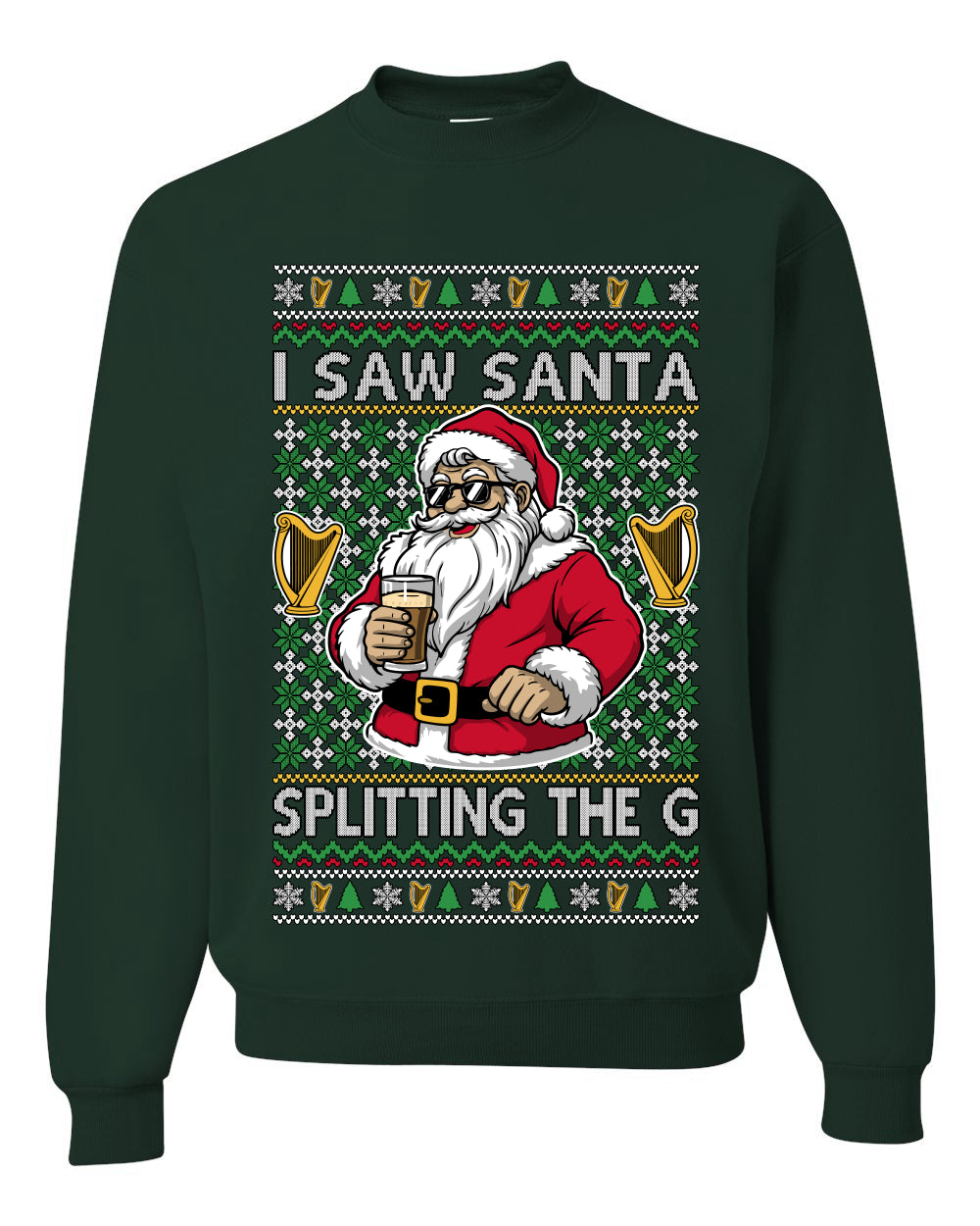 I Saw Santa Splitting The G, Unisex Ugly Christmas Sweater Crewneck Sweatshirts
