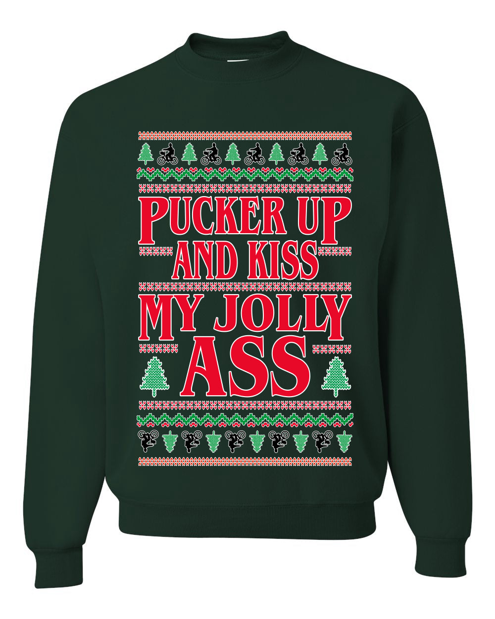 Pucker Up And Kiss My Jolly Ass, Unisex Ugly Christmas Sweater, Crewneck Sweatshirts