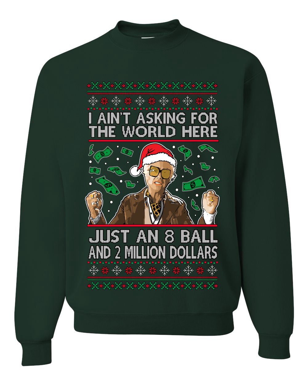 I Ain't Asking For the World Here, Just An 8 Ball and 2 Million Dollars, Unisex Ugly Christmas Sweater, Crewneck Sweatshirts