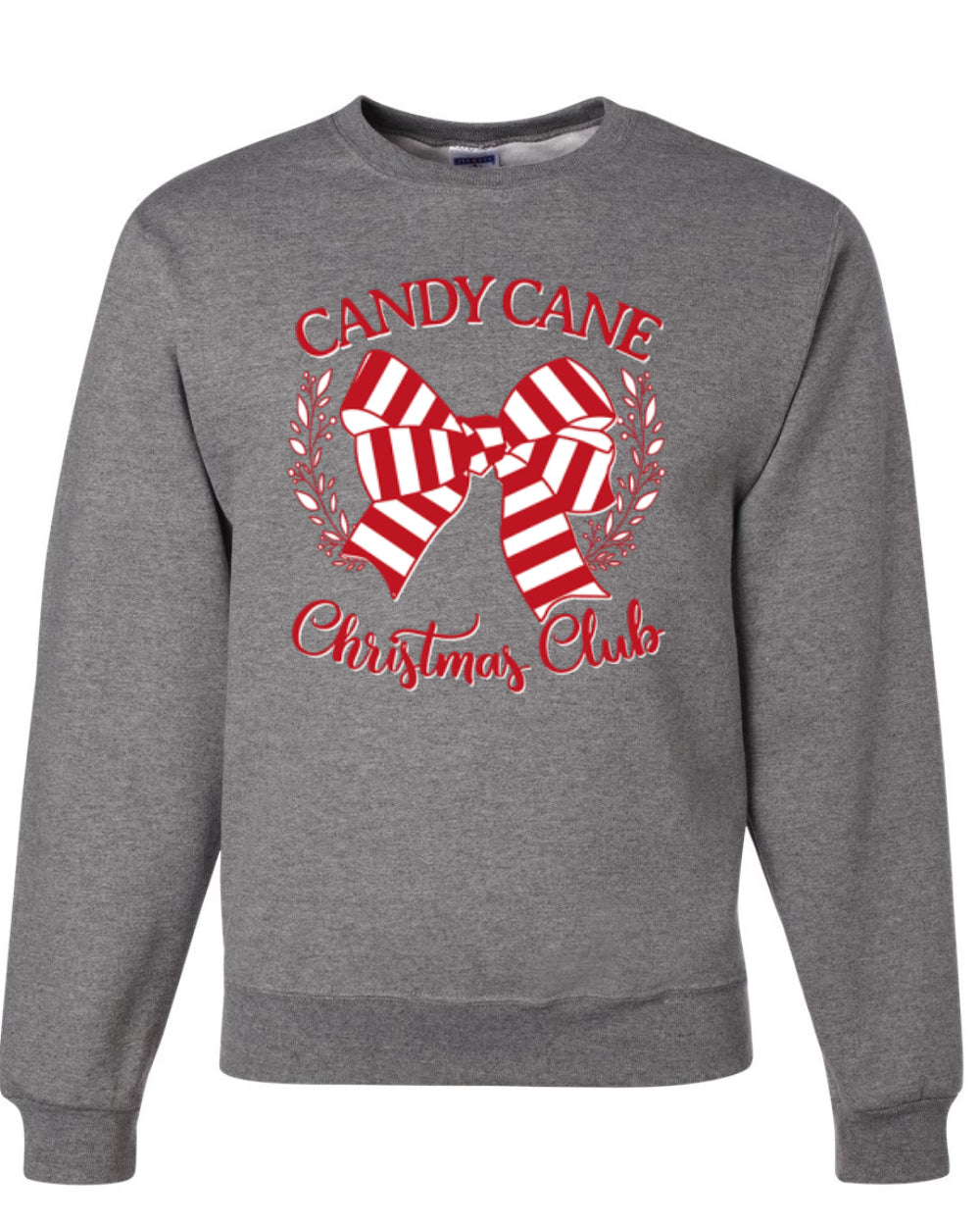 Candy Cane Christmas Club, Cute Bow Peppermint Design Unisex Christmas Sweater, Crewneck Sweatshirts