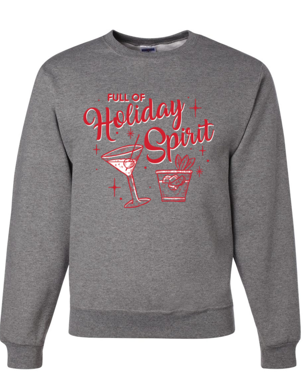 Full of Holiday Spirit, Martini Drink Holiday Design Unisex Christmas Sweater, Crewneck Sweatshirts