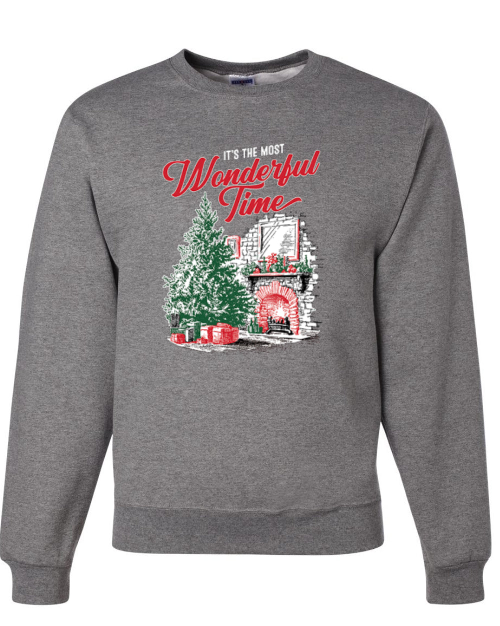 It's The Most Wonderful Time, Christmas Tree Fireplace, Festive Design, Unisex Christmas Sweater, Crewneck Sweatshirts