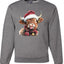 Cute Fluffy Christmas Cow with Santa Hat, Cute Christmas Design, Unisex Christmas Sweater, Crewneck Sweatshirts