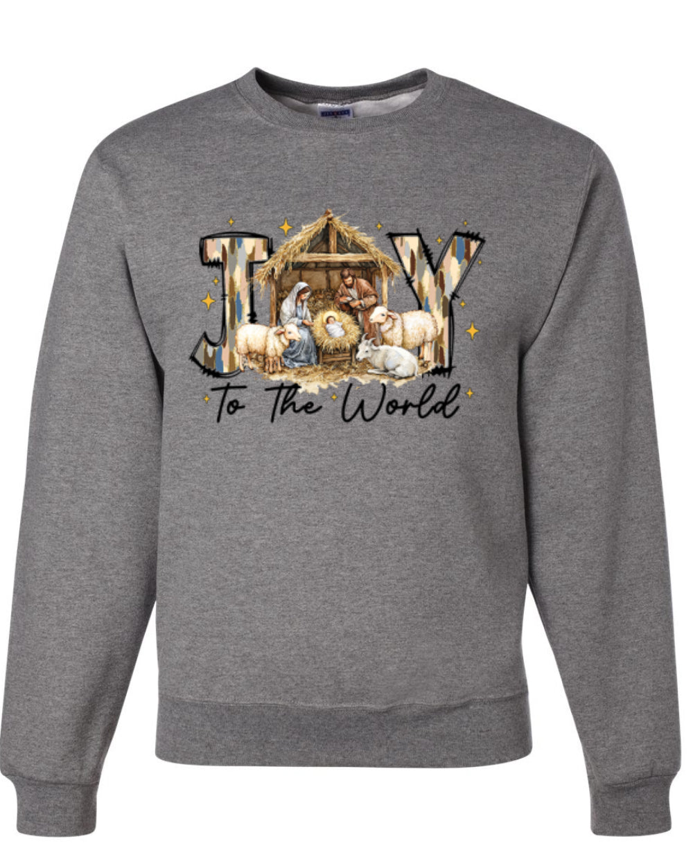 Joy To The World, Jesus Birth, Nativity, Christian Jesus Religious Design, Unisex Christmas Sweater, Crewneck Sweatshirts