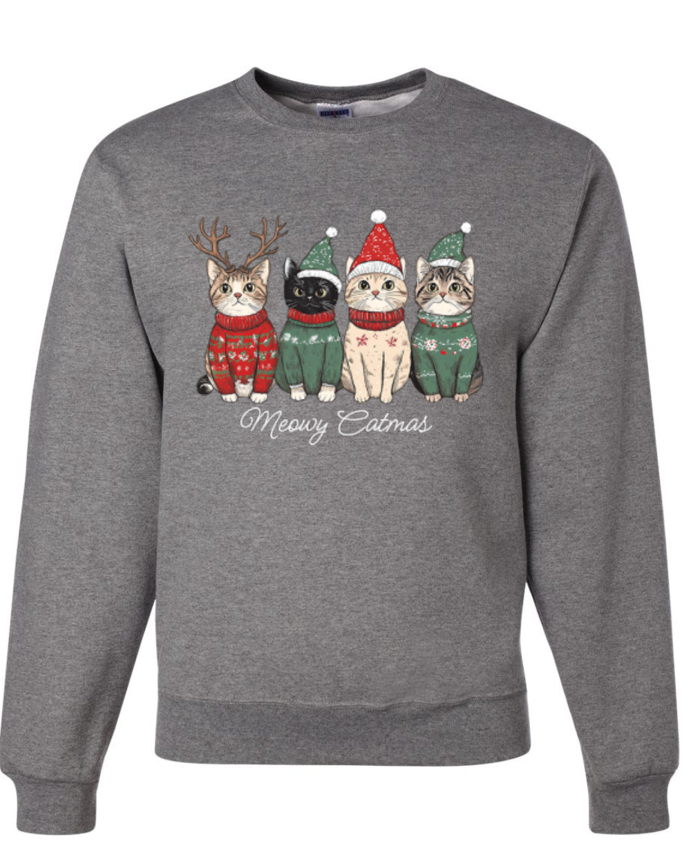 Meowy Catmas, Christmas Cat Lover Design, Unisex Christmas Sweater, Crewneck Sweatshirts