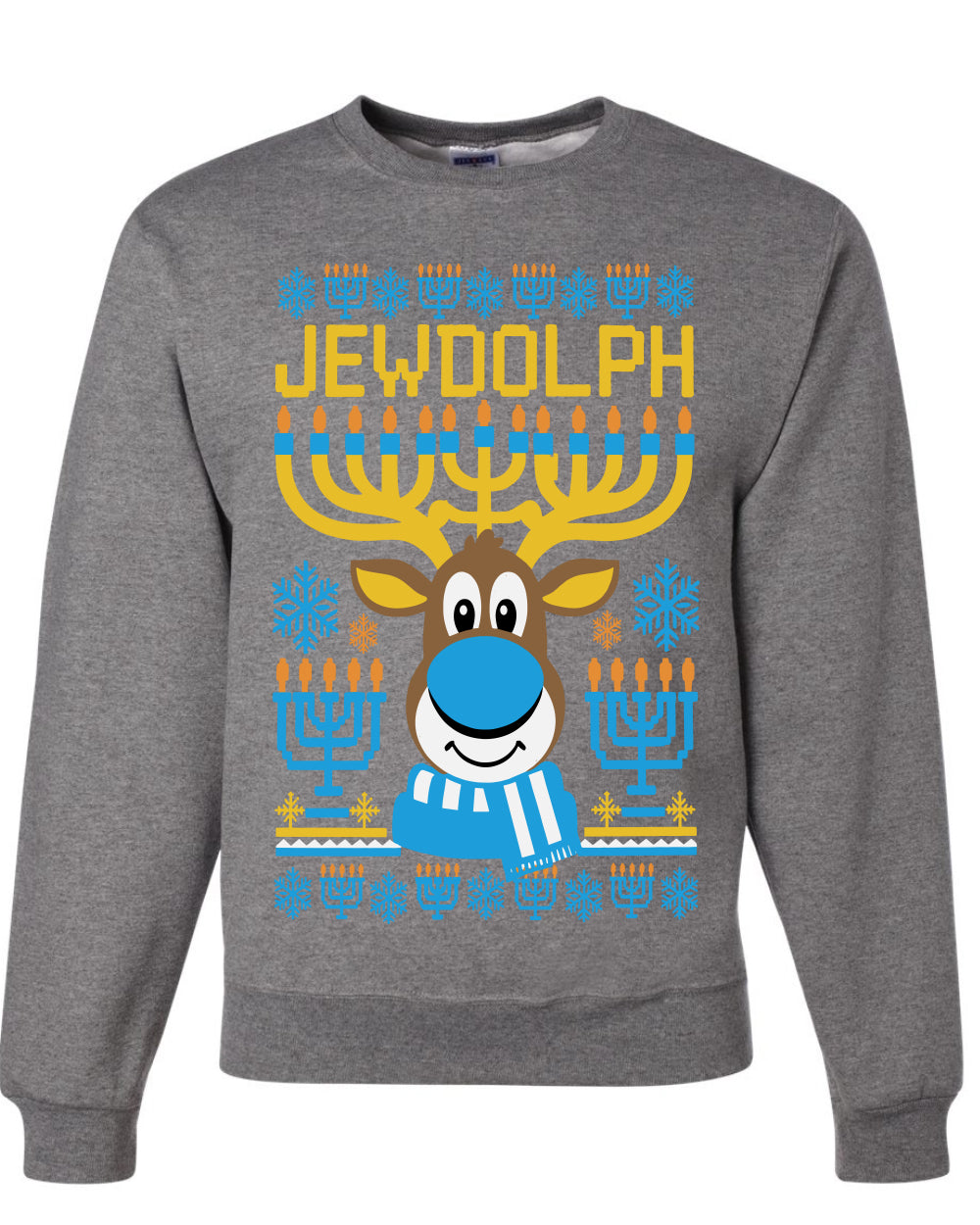 Jewdolph, Jewish Reindeer, Unisex Ugly Christmas Sweater, Crewneck Sweatshirts