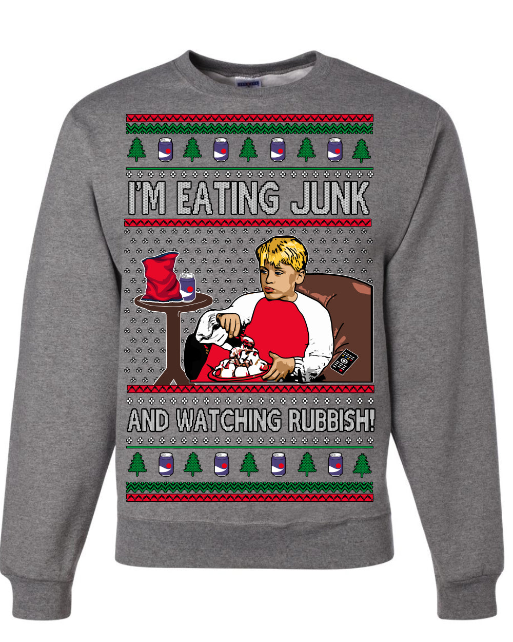 I'm Eating Junk and Watching Rubbish 90s Movie Ice Cream Ugly Christmas Sweater Crewneck Sweatshirt