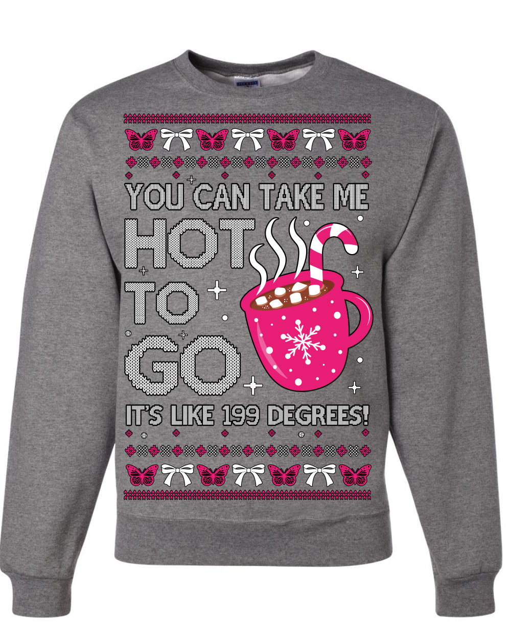 You Can Take Me Hot to Go, Hot Cocoa Viral Song Pop Music Ugly Christmas Sweater Crewneck Sweatshirt