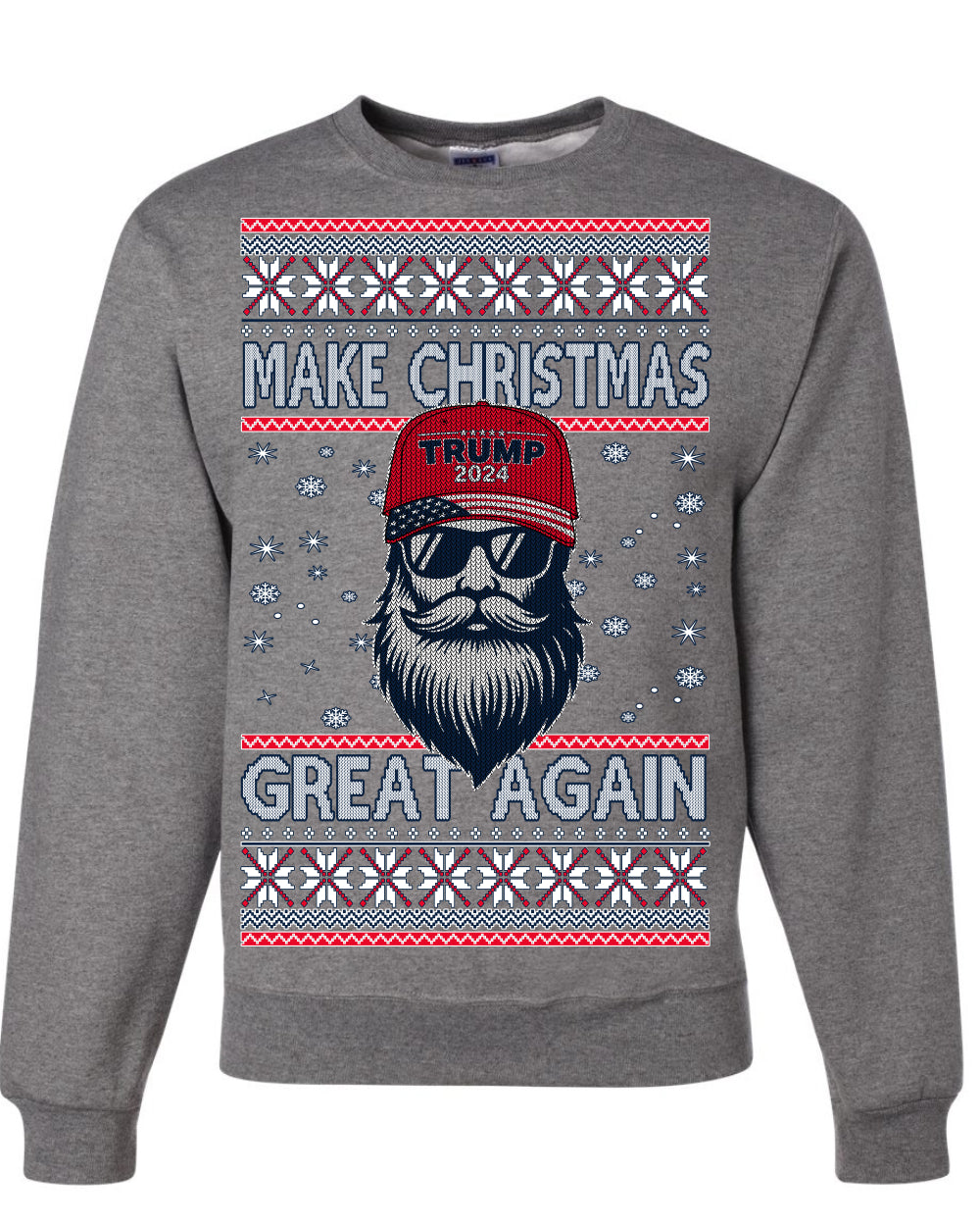 Make Christmas Great Again Trump Santa Claus 2024 MAGA Ugly Christmas Sweater Crewneck Sweatshirt