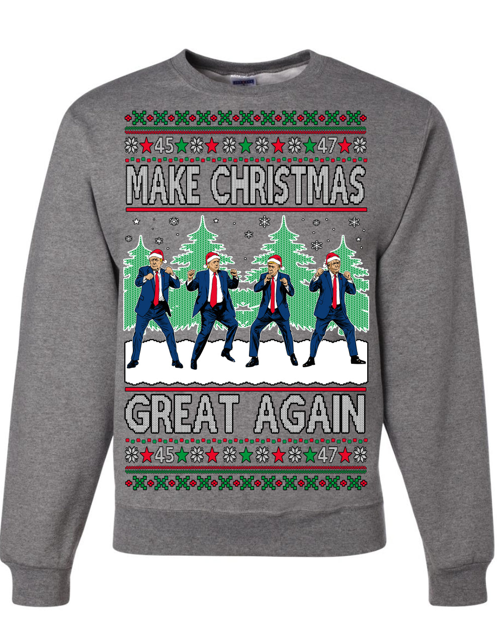 Make Christmas Great Again Shimmy Dance USA President Ugly Christmas Sweater Crewneck Sweatshirt
