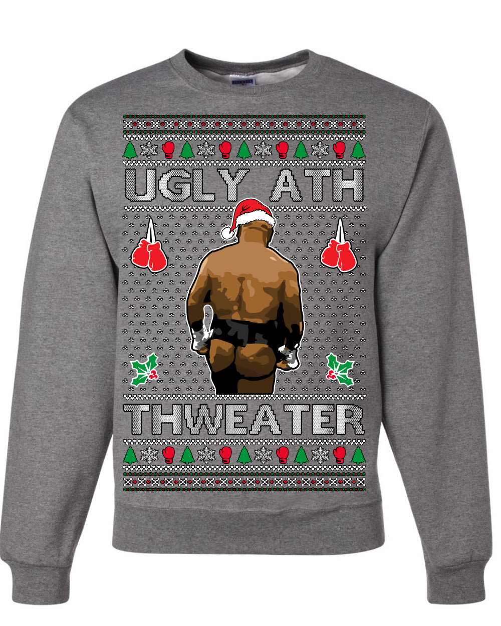 Ugly Ath Sweater Merry Chrithmith, Butt Viral Ugly Ass Boxing Fight, Funny Ugly Christmas Sweater Crewneck Sweatshirt