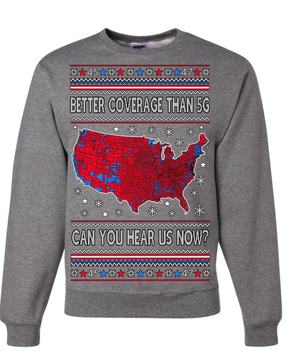 Trump 2024 Better Coverage than 5G Red Wave Landslide Ugly Christmas Sweater Crewneck Sweatshirt