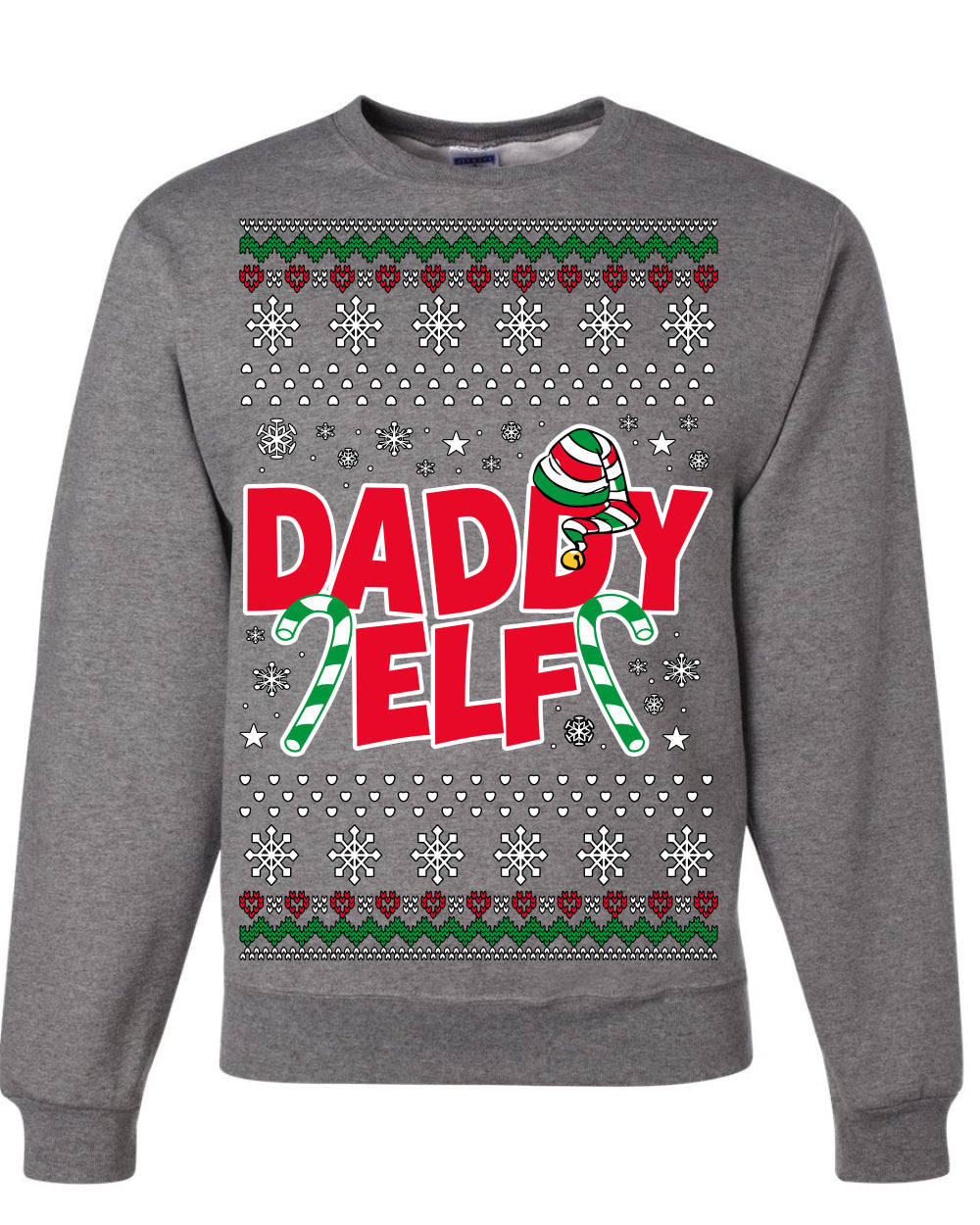 Daddy Elf Cute Holiday Winter Ugly Christmas Sweater Crewneck Sweatshirt