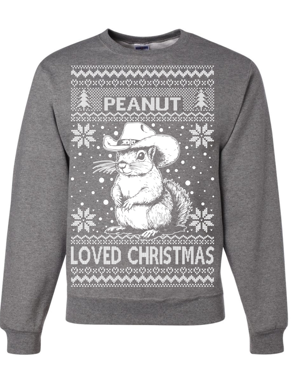 Peanut Loved Christmas RIP Funny Viral Squirrel Meme Ugly Christmas Sweater Crewneck Sweatshirt