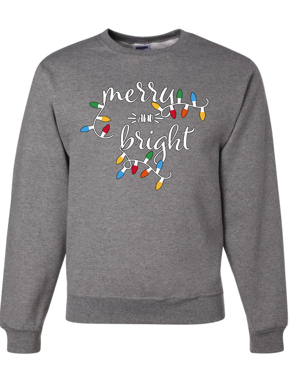 Merry and Bright Christmas Lights, Cute Festive Colorful Christmas Design, Ugly Christmas Unisex Sweater, Crewneck Sweatshirts