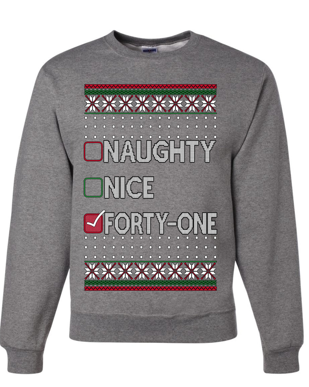 Naughty Nice 41, Simple List, Ugly Christmas Unisex Sweater, Funny Meme, Crewneck Sweatshirts