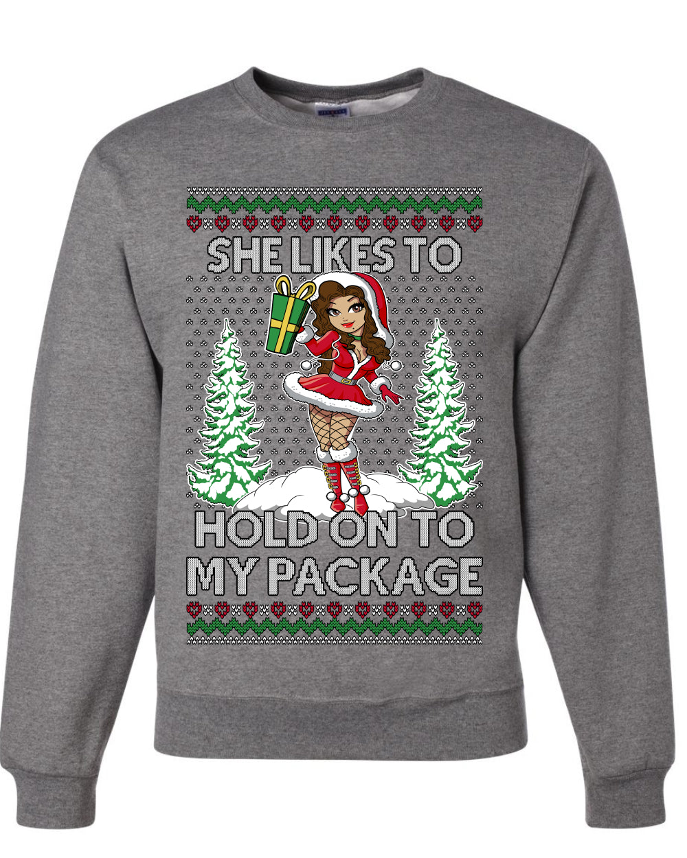 Hold My Package, Funny Unisex Ugly Christmas Crewneck Sweatshirts