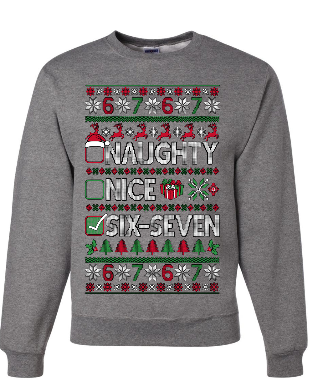 Naughty Nice 6 7 Checklist, Unisex Ugly Christmas Sweater, Crewneck Sweatshirts
