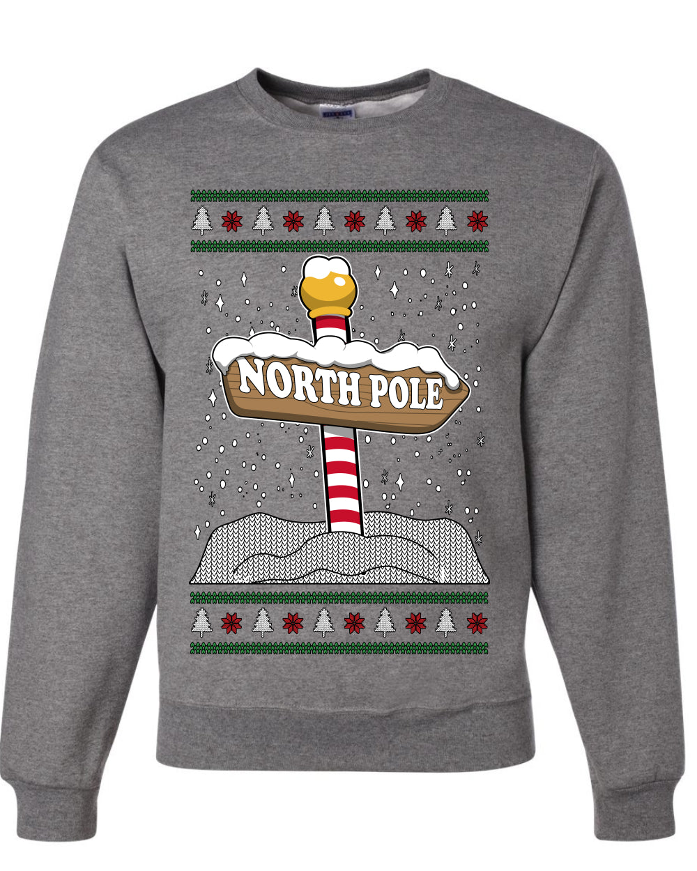 North Pole, Unisex Ugly Christmas Sweater Crewneck Sweatshirts