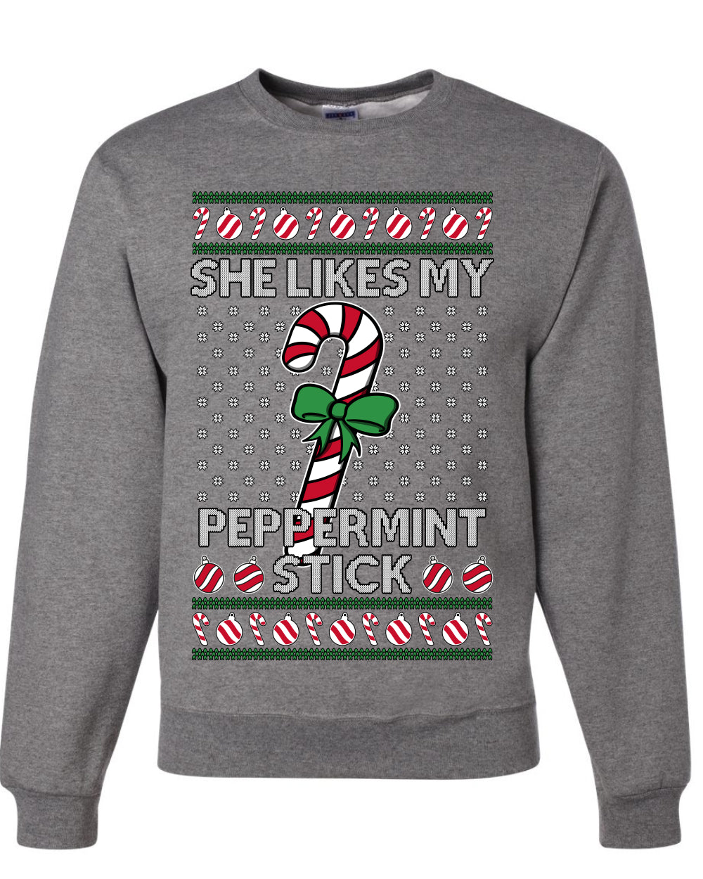 She Likes My Peppermint Stick, Unisex Ugly Christmas Sweater, Crewneck Sweatshirts