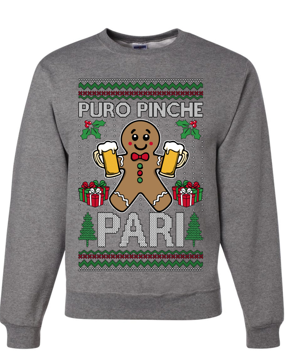 Puro Pinche Pari,Unisex Ugly Christmas Sweater, Crewneck Sweatshirts