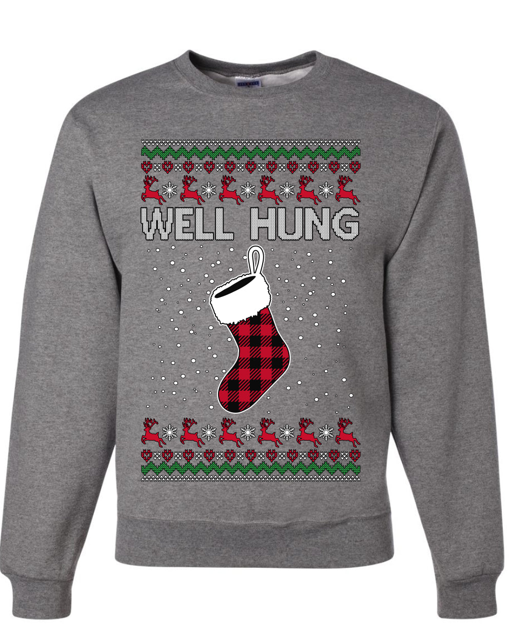 Well Hung, Unisex Ugly Christmas Sweater Crewneck Sweatshirts