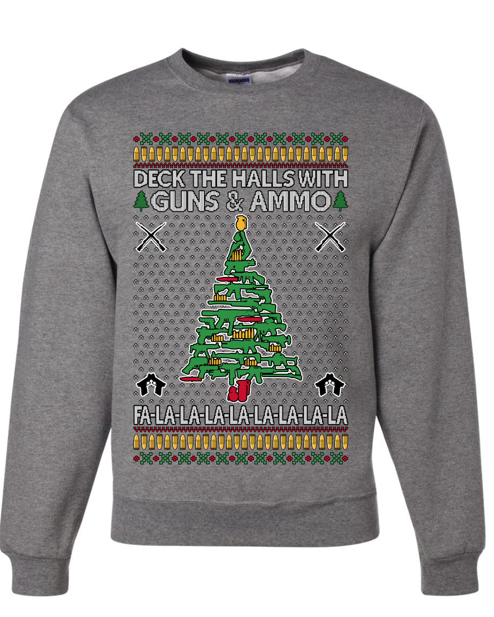 Deck The Halls With Guns & Ammo Fa La La La La,Unisex Ugly Christmas Sweater, Crewneck Sweatshirts