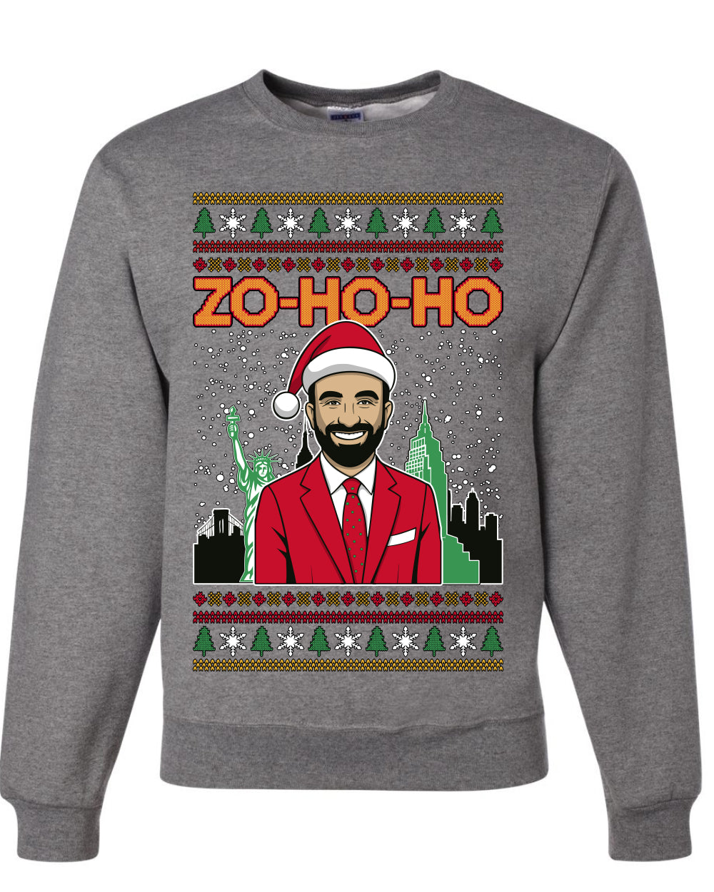 Zo Ho Ho Zohran Mamdani NYC, Unisex Ugly Christmas Sweater Crewneck Sweatshirts