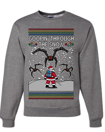 Goopin' Through The Snow Gamer Santa, Unisex Ugly Christmas Sweater Crewneck Sweatshirts