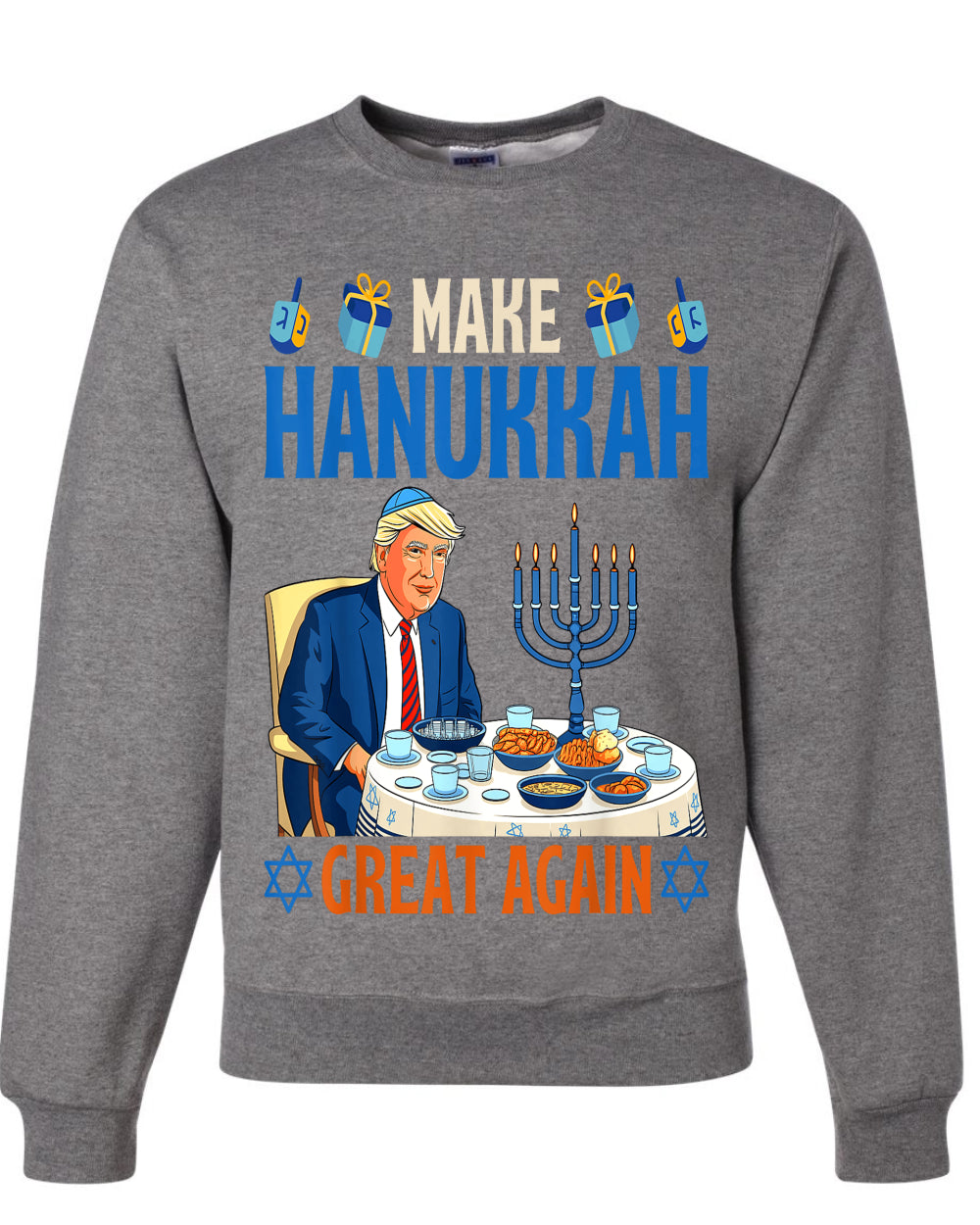 Make Hanukkah Great Again, Unisex Ugly Christmas Sweater Crewneck Sweatshirts