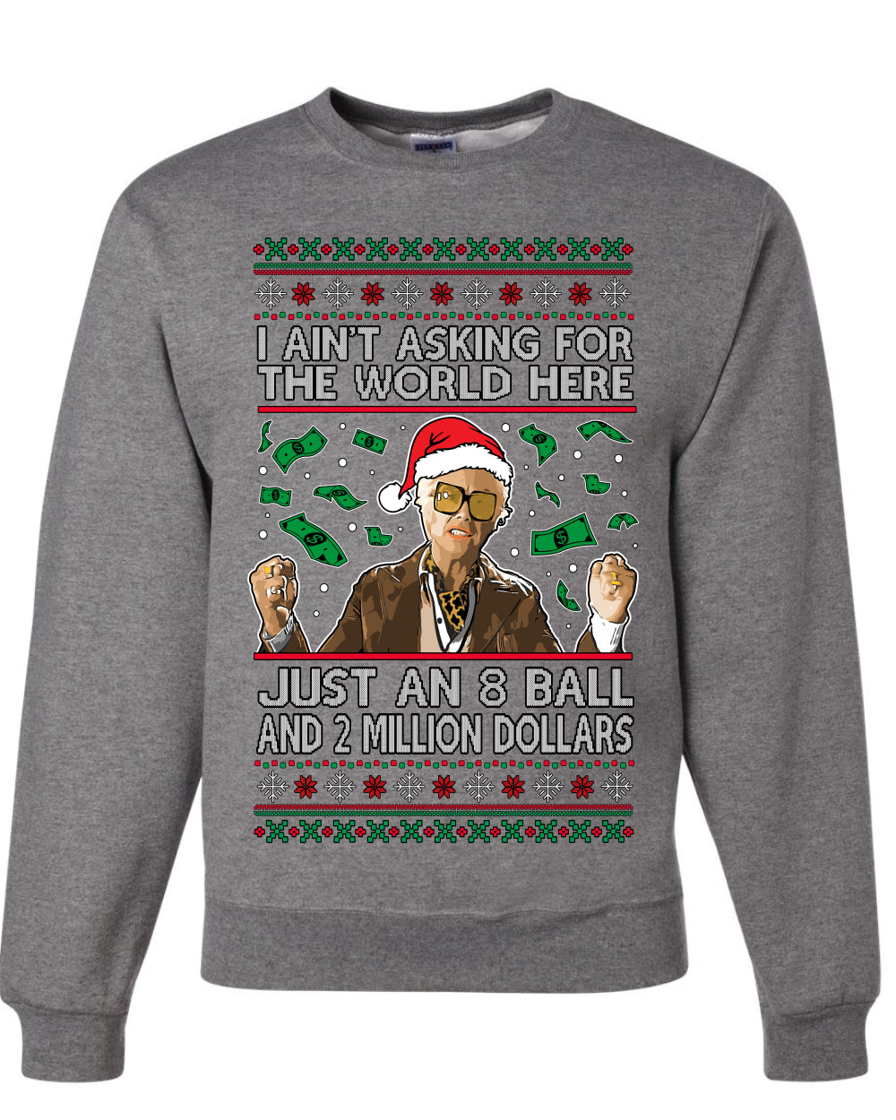 I Ain't Asking For the World Here, Just An 8 Ball and 2 Million Dollars, Unisex Ugly Christmas Sweater, Crewneck Sweatshirts