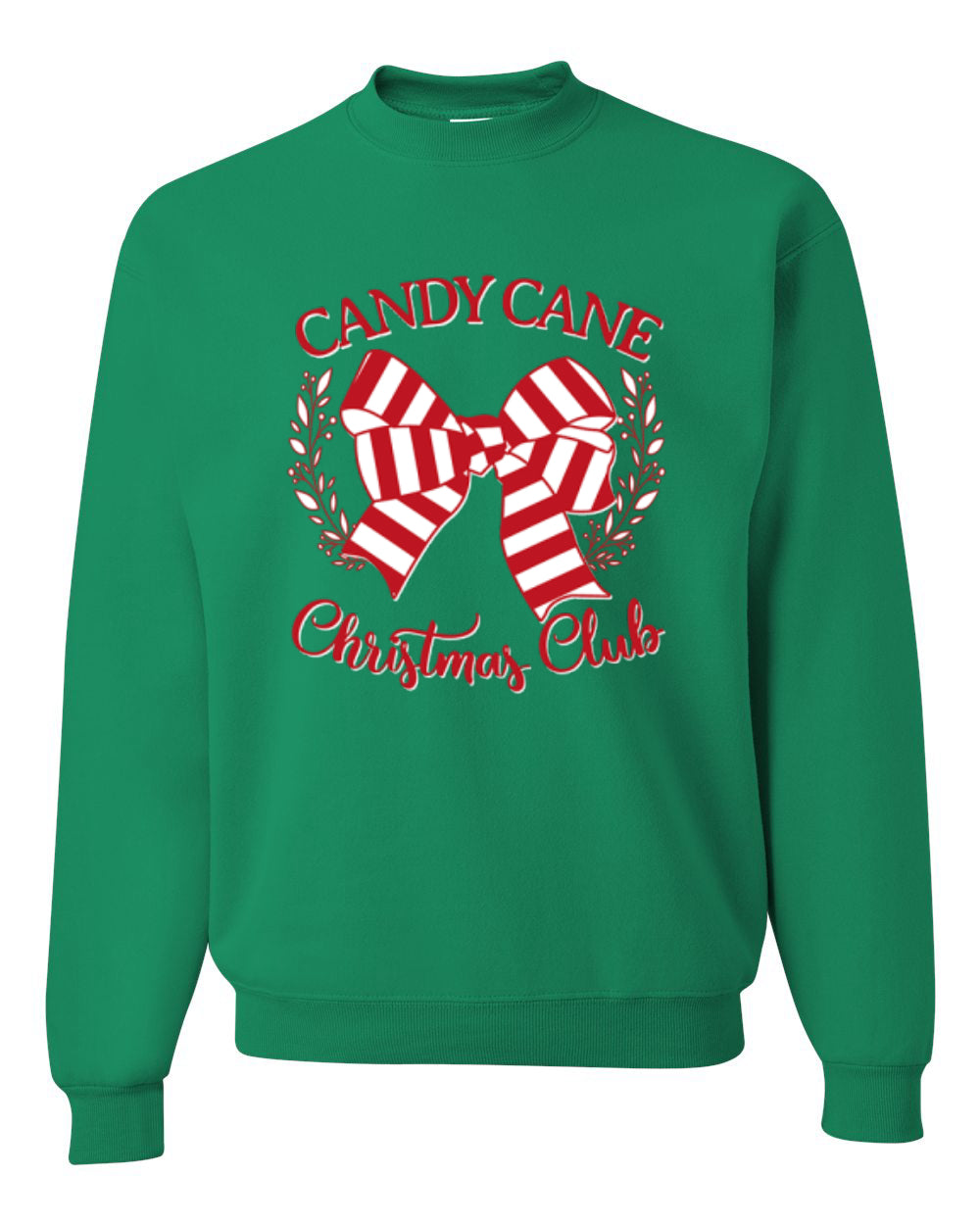 Candy Cane Christmas Club, Cute Bow Peppermint Design Unisex Christmas Sweater, Crewneck Sweatshirts