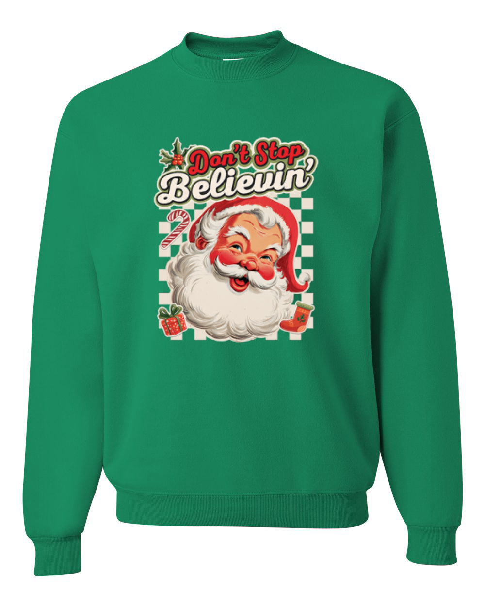 Don't stop Believin', Santa Fun Cute Christmas Design, Unisex Christmas Sweater, Crewneck Sweatshirts