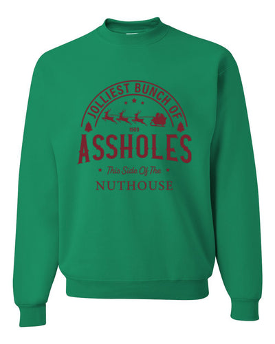 Jolliest Bunch of Assholes, Funny Christmas Design, Unisex Christmas Sweater, Crewneck Sweatshirts