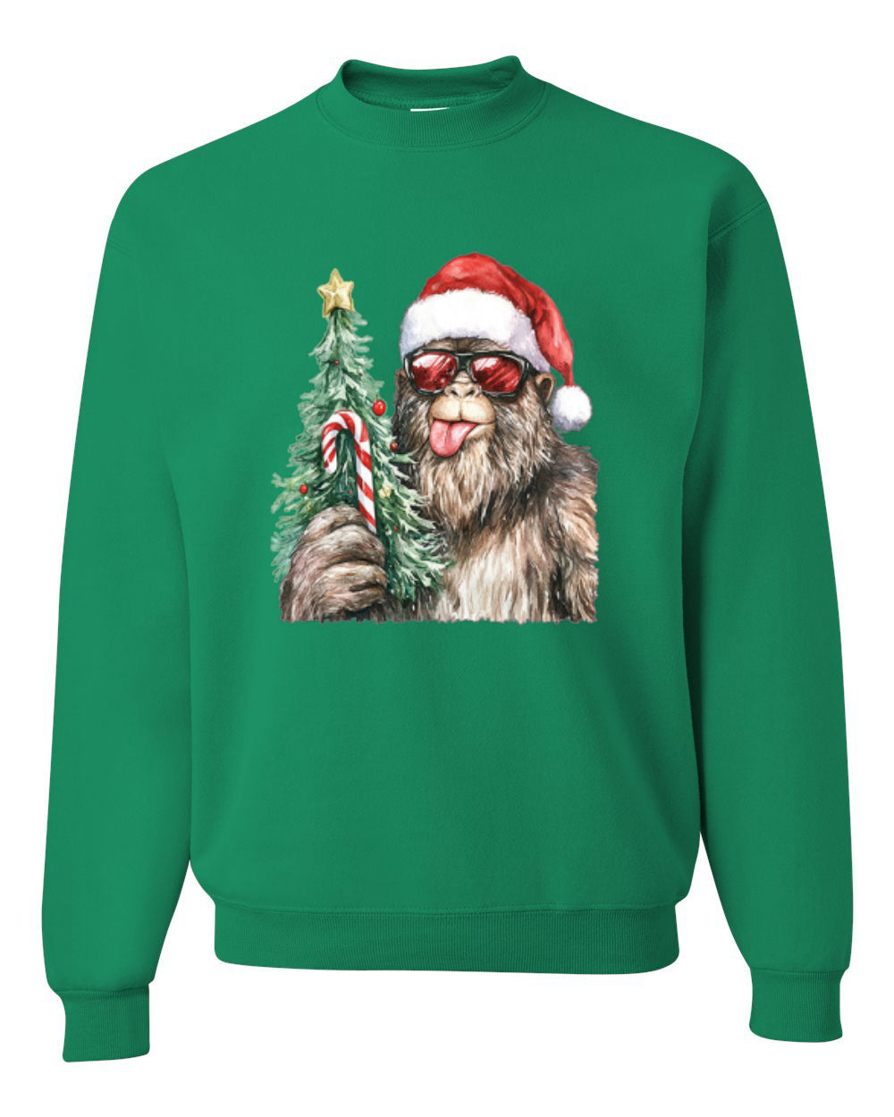 Christmas Sasquatch, Big Foot, Funny Candy Cane Christmas Design, Unisex Christmas Sweater, Crewneck Sweatshirts