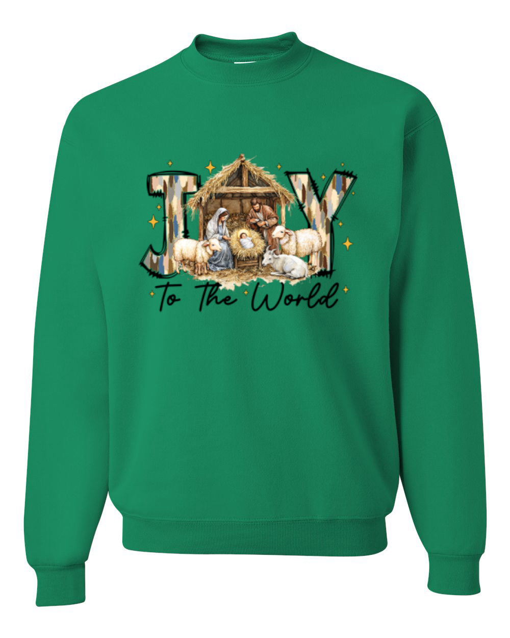 Joy To The World, Jesus Birth, Nativity, Christian Jesus Religious Design, Unisex Christmas Sweater, Crewneck Sweatshirts