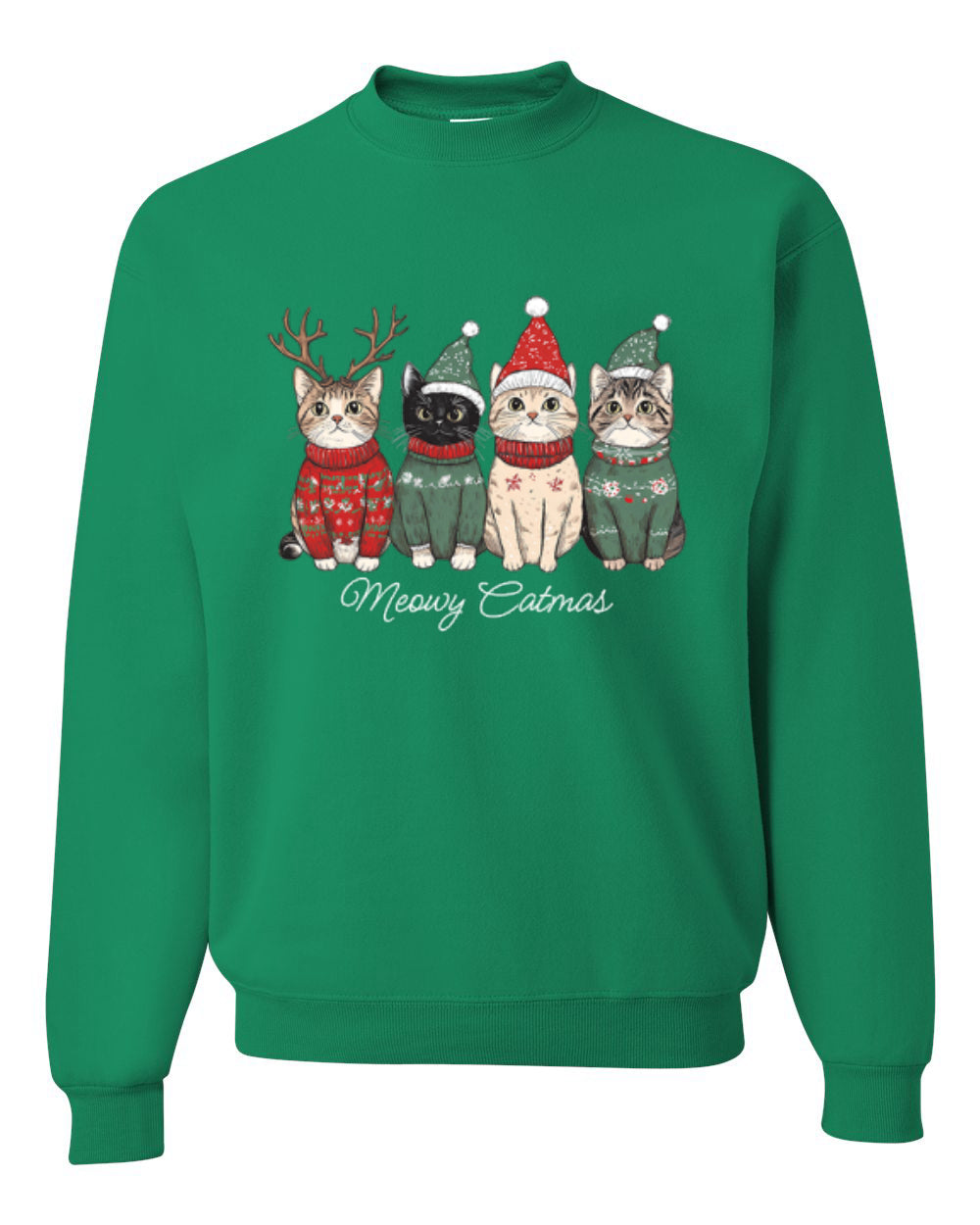 Meowy Catmas, Christmas Cat Lover Design, Unisex Christmas Sweater, Crewneck Sweatshirts
