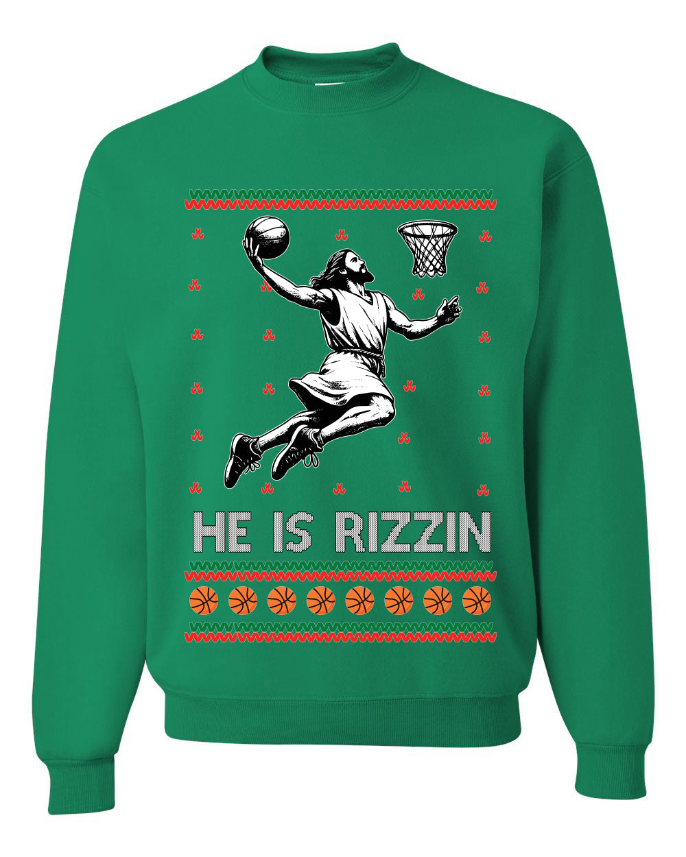He Is Rizzin, Unisex Ugly Christmas Sweater, Crewneck Sweatshirts