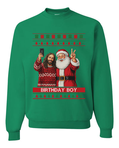 Birthday Boy Jesus, Unisex Ugly Christmas Sweater, Crewneck Sweatshirts