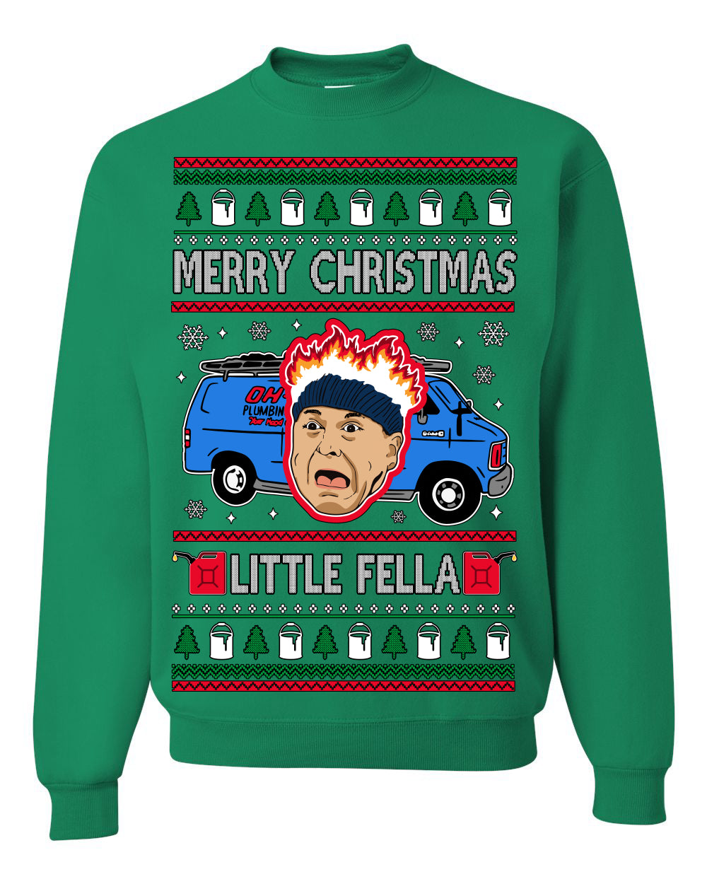 Merry Christmas Little Fella Funny 90s Harry Movie Quote Ugly Christmas Sweater Crewneck Sweatshirt