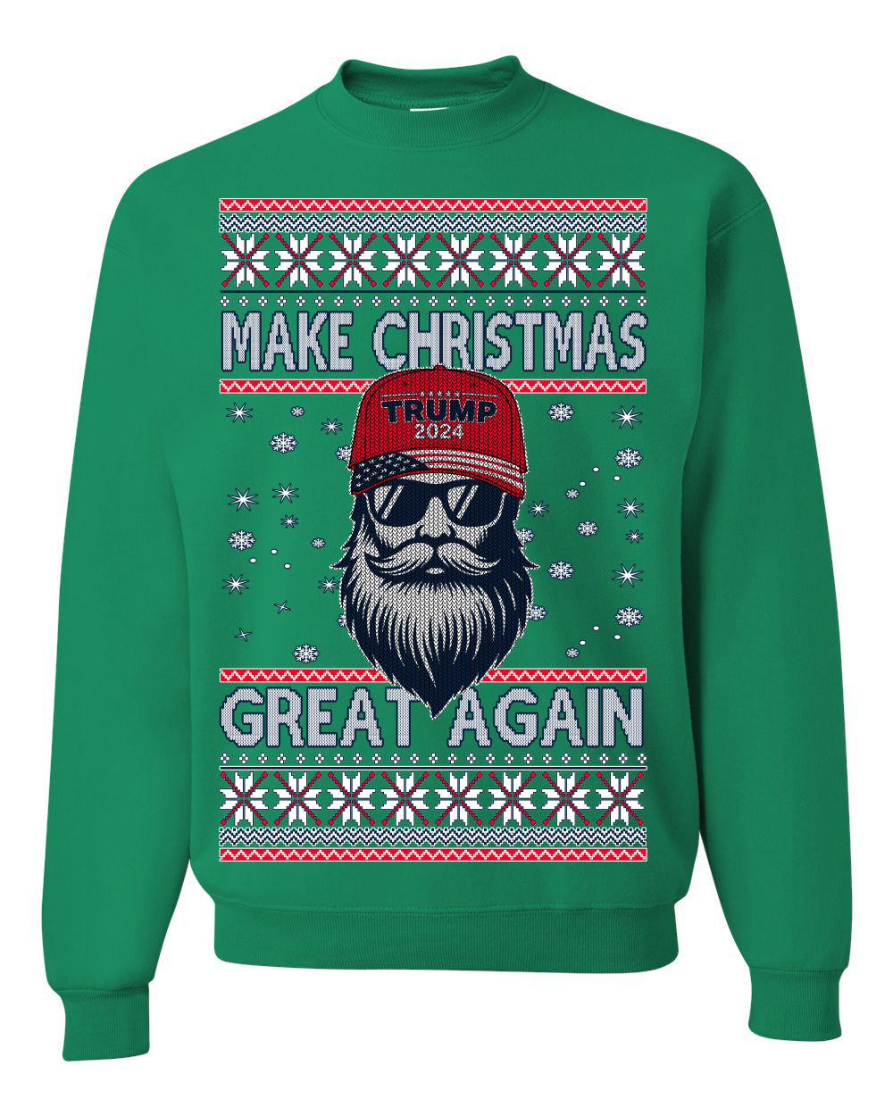Make Christmas Great Again Trump Santa Claus 2024 MAGA,  Donald Trump JD Vance GOP Republican Ugly Christmas Sweater Crewneck Sweatshirt