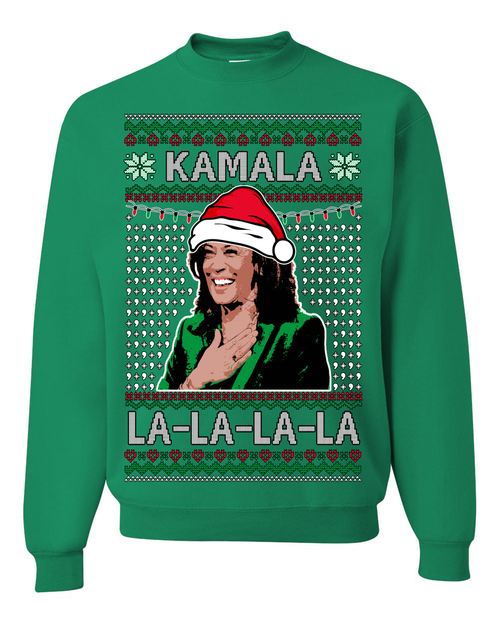 Kamala La La Funny Santa Hat Classic Xmas Song Carol Ugly Christmas Sweater Crewneck Sweatshirt