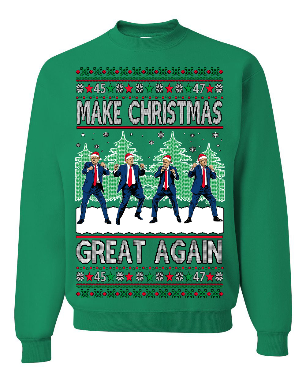 Make Christmas Great Again Shimmy Dance USA President Ugly Christmas Sweater Crewneck Sweatshirt