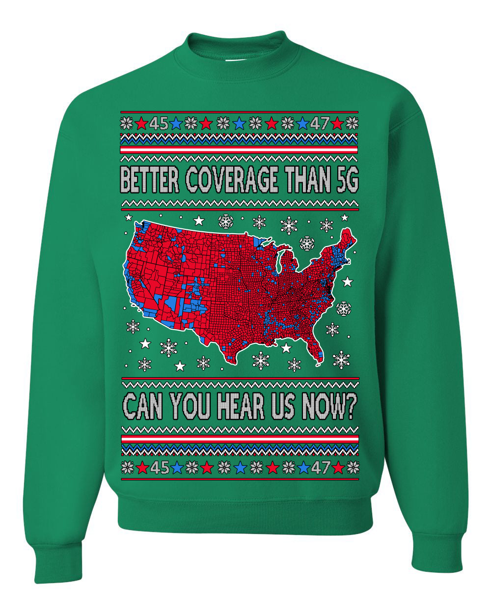 Trump 2024 Better Coverage than 5G Red Wave Landslide Ugly Christmas Sweater Crewneck Sweatshirt