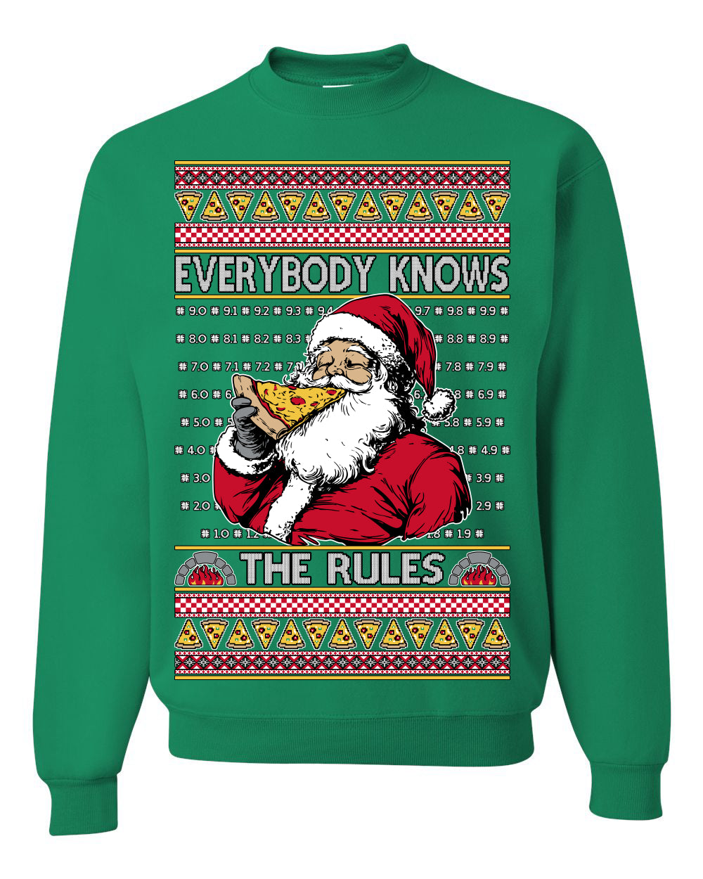 Everybody Knows the Rules Funny Santa Claus Pizza Score Ugly Christmas Sweater