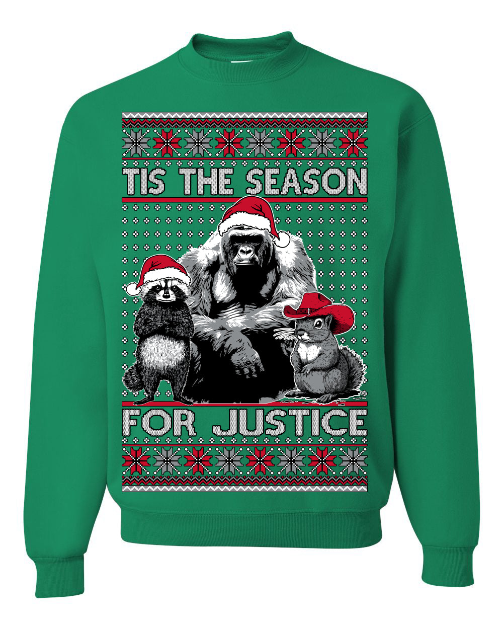 Tis the Season For Justice Harambe Peanut Fred Raccoon Ugly Christmas Sweater