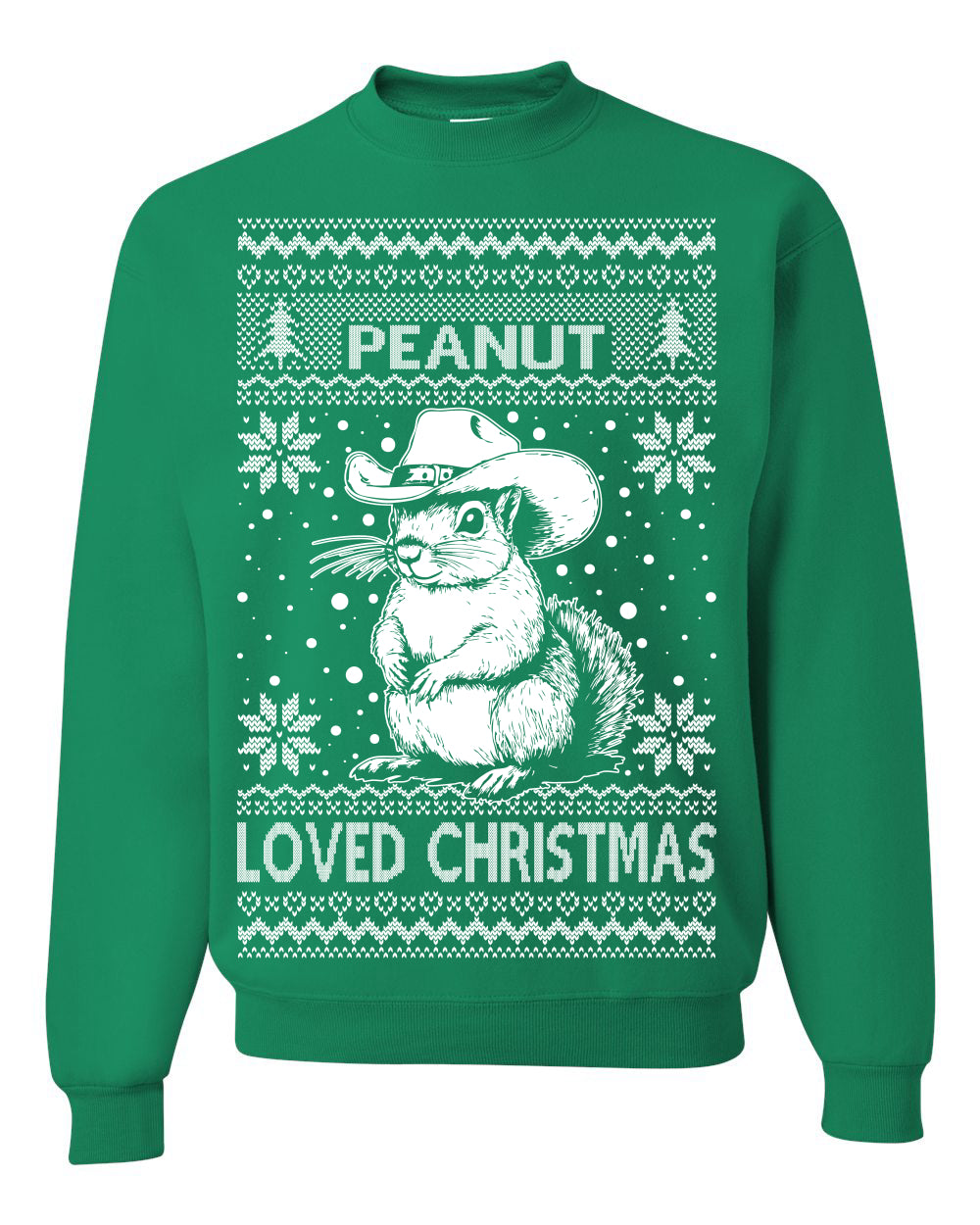 Peanut Loved Christmas RIP Funny Viral Squirrel Meme Ugly Christmas Sweater Crewneck Sweatshirt